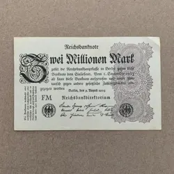 1923 GERMAN 2 MILLION MARK BANKNOTE, GERMANY CURRENCY ERA BETWEEN WWI WW2 WWII