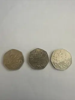 3 OLD LARGE 50P COIN 1994 50 YEAR ANNIVERSARY OF D DAY WW2 BATTLE OF BRITAIN