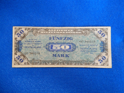 1944 50 MARK GERMANY ALLIED MILITARY CURRENCY/MONEY WWII OCCUPATION WW2💎