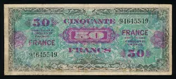FRANCE 50 FRANCS ALLIED MILITARY BANKNOTE 1944 WW2 PROVISIONAL CURRENCY P-122A