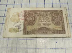 100 ZLOTYS 1940 KRAKOW WITH FAKE WW2 STAMP.