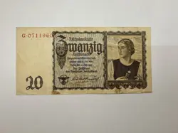 1939 WW2 GERMAN 20 RICH MARK CURRENCY
