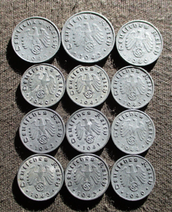 AUTHENTIC OLD COINS OF THIRD REICH NAZI GERMANY (1933-1945) WORLD WAR II-MIX 735