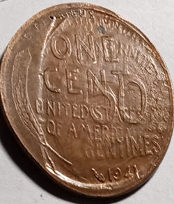 1941 - 50 CENTIMES ELONGATED 1940 LINCOLN PENNY COIN COPPER TOKEN WW2 FRENCH