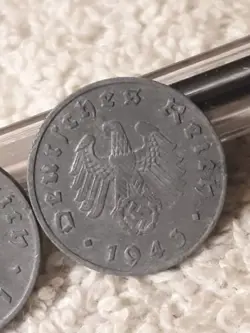 1941 & 1943 WW2  1 REICHSPFENNIGS ~ GERMANY, CIRCULATED , HAS WHITE OXIDATION