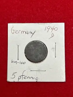 1940 | WW2 | THIRD REICH | GERMANY | 5 REICHSPFENNIG COIN | EAGLE