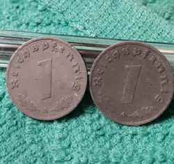 2 DAMAGED WW2 1 PFENNIG COINS