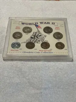 WORLD WAR II OBSOLETE COIN COLLECTION WW2 STEEL CENT & SILVER NICKELS 1942-1946
