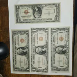1935A BROWN SEAL HAWAII $1 SILVER CERTIFICATE WW2 EMERGENCY MONEY. LOT OF 5