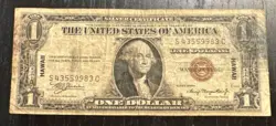 1935 A - $1 HAWAII SILVER CERTIFICATE -CIRCULATED BROWN SEAL- WW2 MONEY