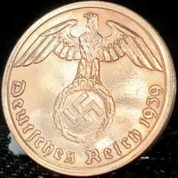 NAZI GERMANY *BEAUTIFUL* GENUINE THIRD REICH WW2 1 REICHSPFENNIG (PFENNIG) COIN
