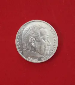 1939 D GERMAN 5 REICHSMARK SILVER COIN - THIRD REICH WW2 - FREE SHIPPING