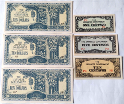 WW2 OCCUPATION JAPANESE INVASION MONEY, LOT OF (6) NOTES, FREE SHIPPING