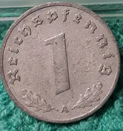1940 WW2  1 REICHSPFENNIG~ GERMANY,CIRCULATED HAS FLAWS , 3RD REICH