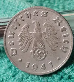 1941 WW2  1 REICHSPFENNIG~ GERMANY,CIRCULATED HAS FLAWS , 3RD REICH