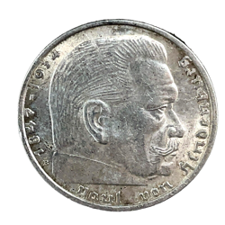 1938 B GERMAN WW2 0.625 SILVER COIN THIRD REICH 2 REICHSMARK COIN #1