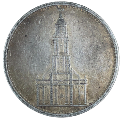1935 D WW2 GERMAN 5 MARK SILVER COIN POTSDAM GARRISON CHURCH.