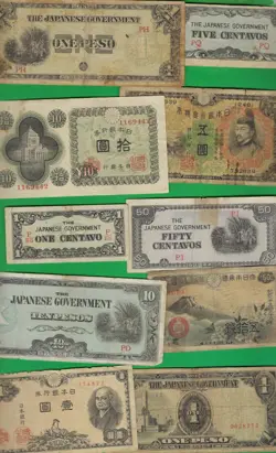 JAPAN  1930 - 1946 ~ WITH WW2 MILITARY MONEY ~10 X PAPER MONEY LOT # 8004 (*-*)