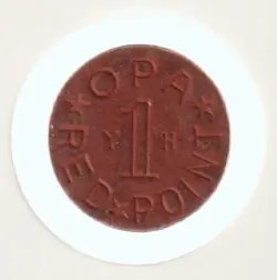 1944 US WWII OPA YH RED RATION TOKEN COLLECTIBLE WW2 COLLECTION OLD WAR COIN USA