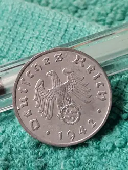 1942 WW2  1 REICHSPFENNIG~ GERMANY,CIRCULATED, 3RD REICH