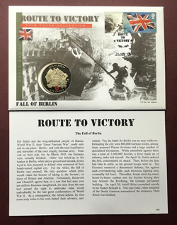 2005 - GIBRALTAR CROWN COIN COVER CELEBRATING  WW2 FALL OF BERLIN - EXCELLENT