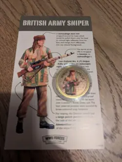 WESTMINSTER WW2 FORCES COLLECTION GOLD PLATED MEDALLION COIN BRITISH ARMY SNIPER