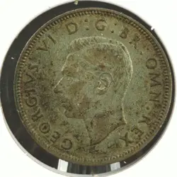 1939 WW2 BRITISH UNITED KINGDOM UK TWO SHILLING FLORIN KM# 855 KING GEORGE VI