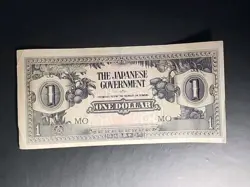WW2 JIM - JAPANESE INVASION MONEY MALAYA 1942 BANANA MONEY BANK NOTE ONE DOLLAR