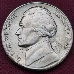 USA 1943 S JEFFERSON SILVER WAR NICKEL 5C WARTIME SILBER WW2 UNZIRKULIERT INV#P