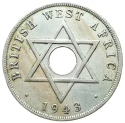 BRITISH WEST AFRICA 1943 COIN 1 PENNY WW2 KING GEORGE VI
