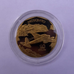 VTG 1991 DE HAVILLAND MOSQUITO WW2 AIRCRAFT REPUBLIC OF MARSHALL ISLAND $10 COIN