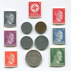*ULTRA RARE* 4 WW2 COIN & STAMPS 2 RM MARKS REICHSMARK SILVER GERMAN LOT