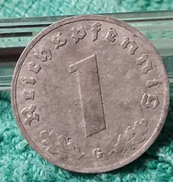 1944 WW2  1 REICHSPFENNIG~ GERMANY,CIRCULATED, 3RD REICH
