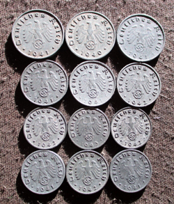 AUTHENTIC OLD COINS OF THIRD REICH NAZI GERMANY (1933-1945) WORLD WAR II-MIX 729