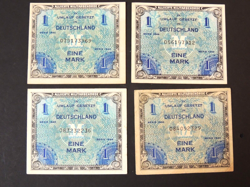 WW2 SERIES 1944 (4) 1 MARK FUNFZIG PFENNIG ALLIED MILITARY BANKNOTES, GERMANY