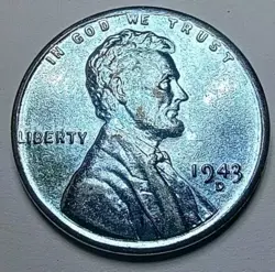 1943-D GEM BU UNCIRCULATED LINCOLN STEEL WW2 WHEAT PENNY CENT FROM DENVER MINT
