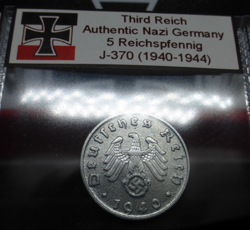 NAZI GERMANY WW2 COIN - 5 REICHSPFENNIG GENUINE OLD THIRD REICH RARE ZINC ISSUE