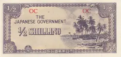 OCEANIA BANKNOTE WW2 JIM JAPAN INVASION 1/2 HALF SHILLING 1942)  P-1 UNC- LOT A