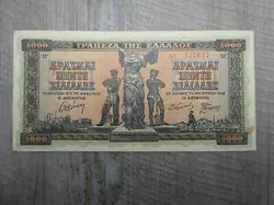 GREECE BANKNOTE NOTE 5000 DRACHMA 1942 VF GRADE GREEK WW2