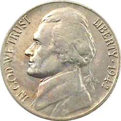 1942-D JEFFERSON NICKEL (RB TONED UNC/AU) SCARCE TYPE-1, PRE-WW2 ISSUE!