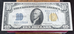 1934 A $10 SILVER CERTIFICATE NORTH AFRICA WW2 EMERGENCY ISSUED