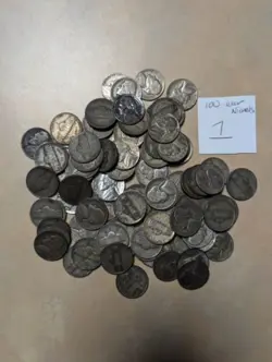 LOT OF 100 WW2 SILVER WAR NICKELS 1942-1945