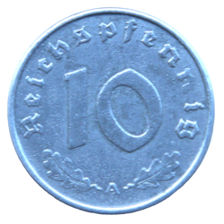 1942 GERMANY 10 PFENNIG A WW2 THIRD REICH NAZI SWASTIKA COIN