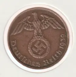 RARE WWII COPPER GERMAN WAR 1939-G WW2 GERMANY 2 REICHSPFENNIG COLLECTION COIN