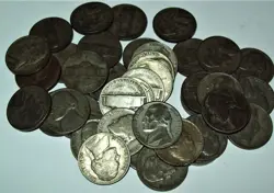 ROLL OF 40 WORLD WAR 2 SILVER JEFFERSON NICKELS 1942-1945 35% SILVER $2 FACE WW2