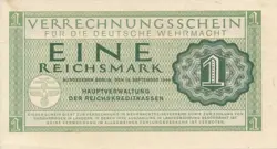 GERMANY 1944 WW2 WEHRMACHT 1 REICHSMARK MILITARY CURRENCY UNC