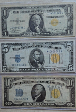 1 LOT, WW2, NORTH AFRICA YELLOW SEAL SILVER CERTIFICATES