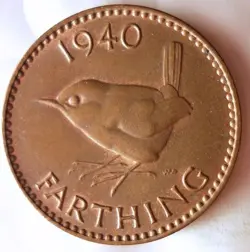 1940 GREAT BRITAIN FARTHING - AU - GREAT WW2 ERA COIN - FREE SHIP - BIN #EEE