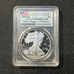 2020 W END OF WORLD WAR II SILVER EAGLE V75 WW2 PCGS PR68 FIRST STRIKE