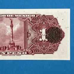 1 PESO MEXICO BANKNOTE AZTEC CALENDAR  SERIE BF POST WW2   CRISP BILL
